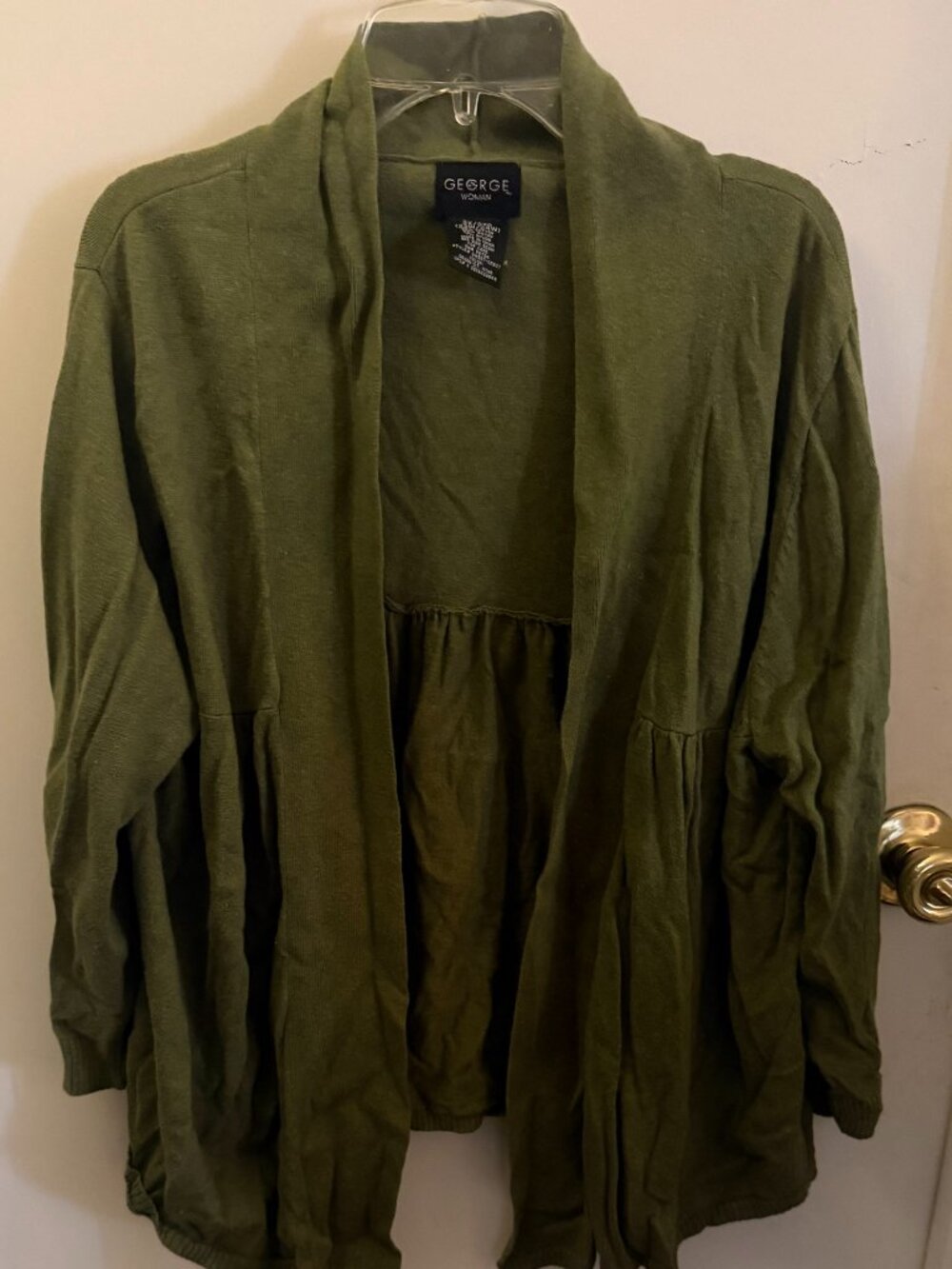 George Olive Green Open Front Cardigan W 3X